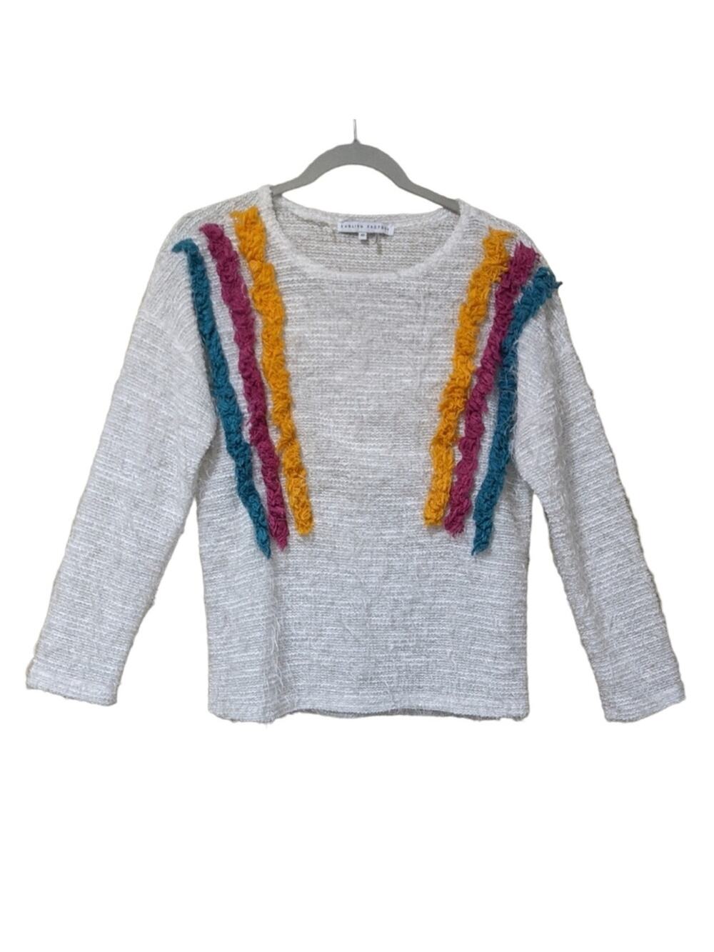English Factory Textured Knit Eyelash Sweater, Multicolor, Women's Size Small